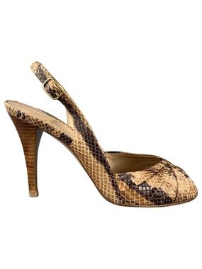 Stuart Weitzman Brown Snakeskin High Heel Slingbacks Size 10